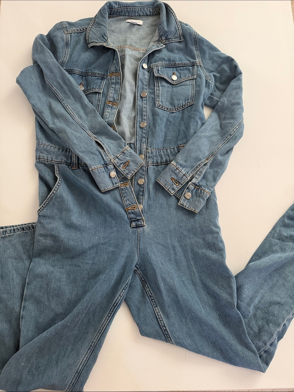 Topshop Denim Overalls - Light Blue